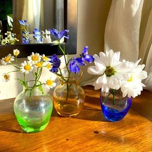 Set of 3 small glass vases - 3 colors